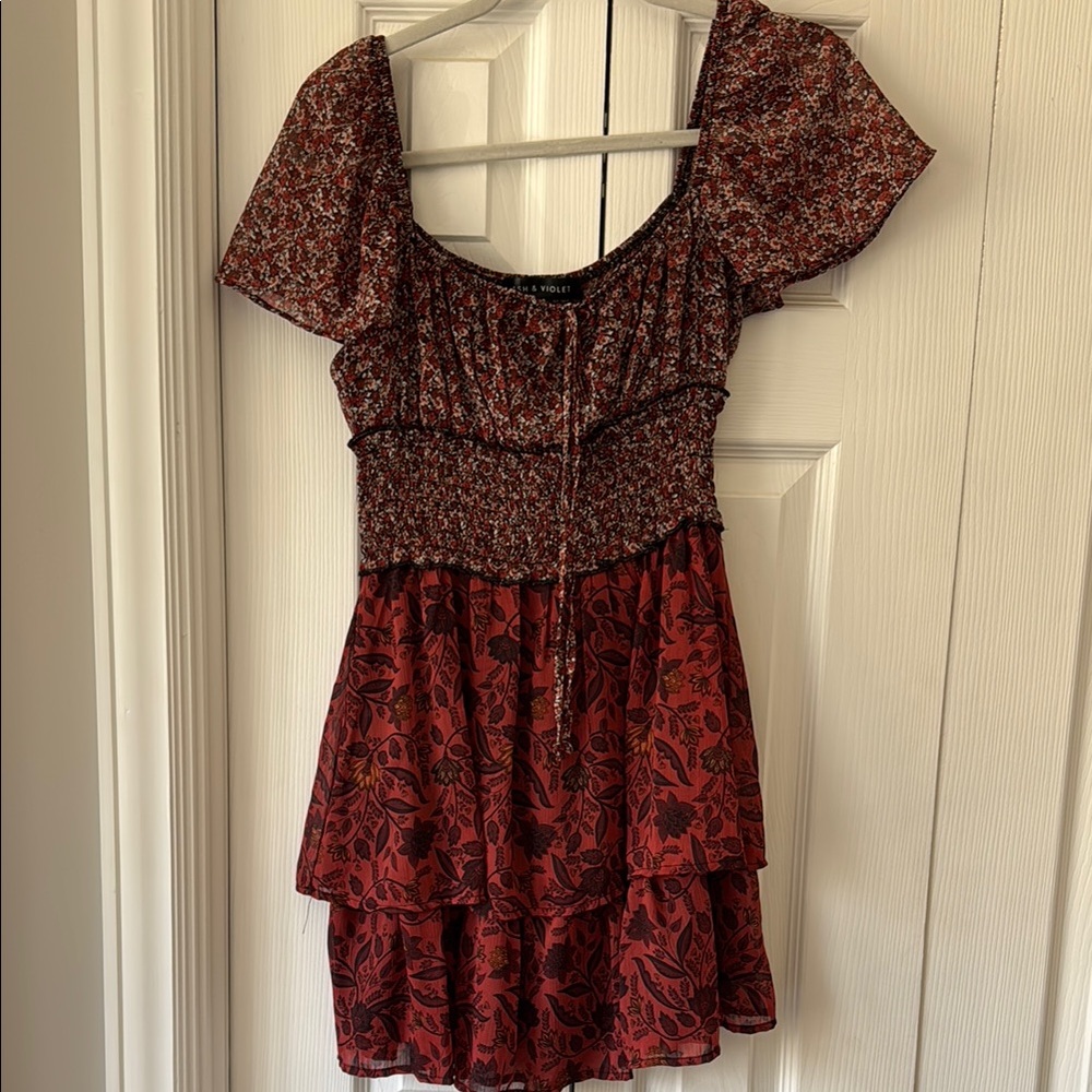 Floral Red and Black Dress